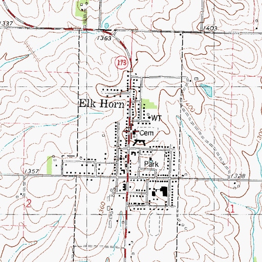 Topographic Map of Elk Horn Lutheran Church, IA