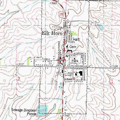 Topographic Map of Elk Horn Post Office, IA