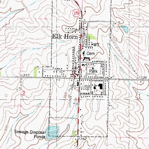 Topographic Map of Elk Horn Town Hall, IA