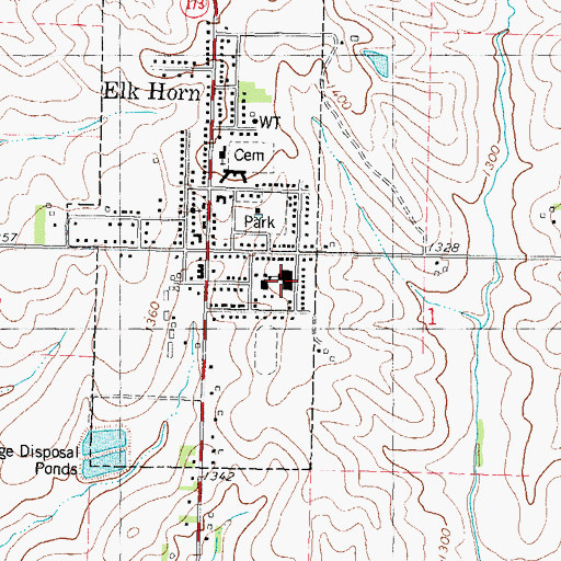 Topographic Map of Exira - Elk Horn - Kimballton Elementary School, IA