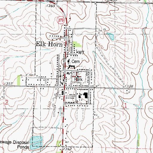 Topographic Map of Elk Horn City Park, IA