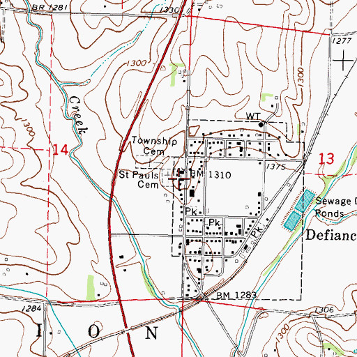 Topographic Map of Saint Peters Catholic Church, IA