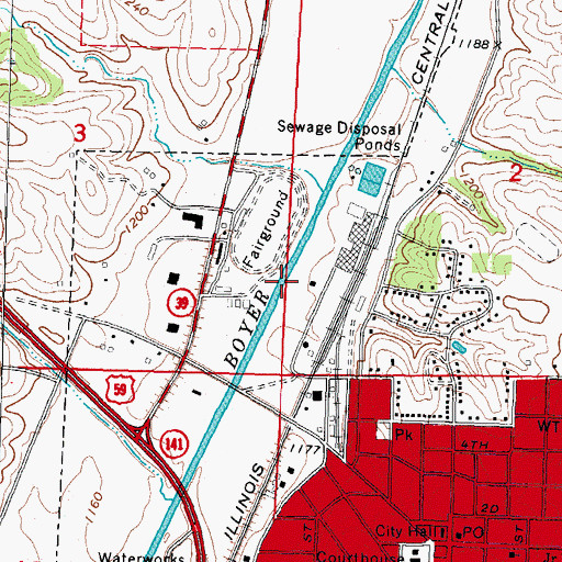 Topographic Map of Fairground Access, IA