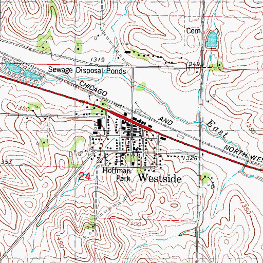 Topographic Map of Westside City Hall, IA