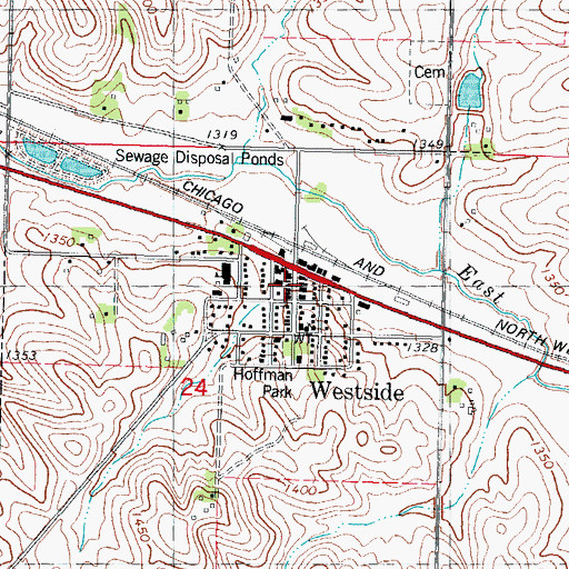 Topographic Map of Westside Post Office, IA