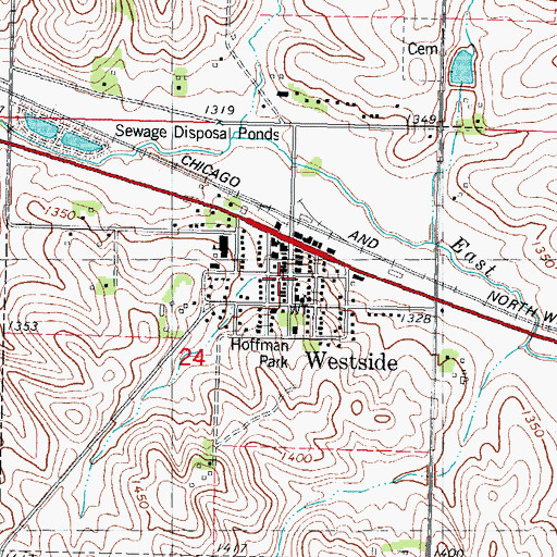 Topographic Map of United Church, IA