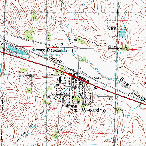 Topographic Map of Westside, IA
