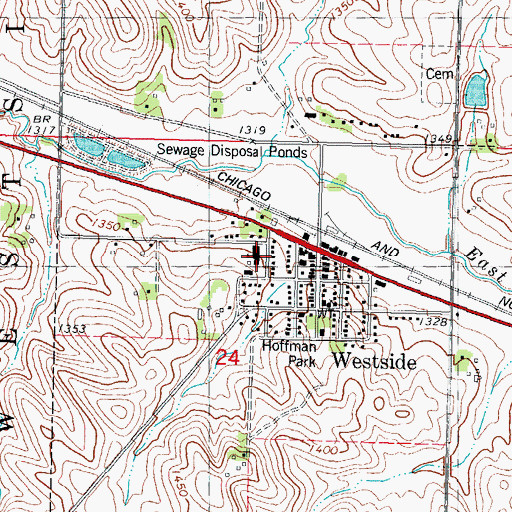 Topographic Map of Arcadia - Westside - Vail Middle School / High School, IA