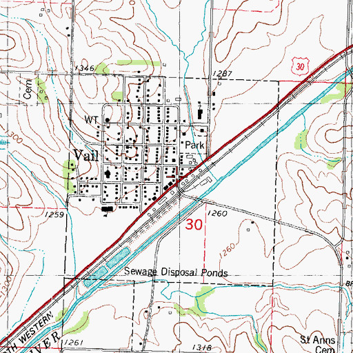 Topographic Map of Vail Post Office, IA