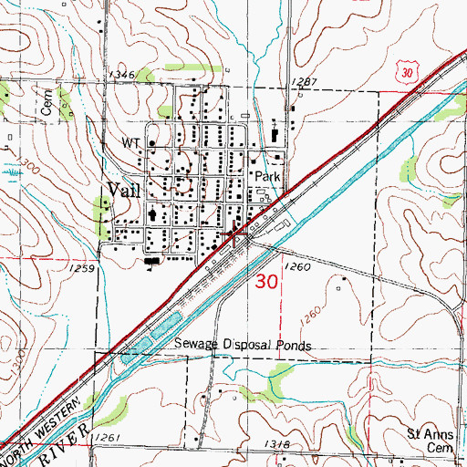 Topographic Map of Vail, IA
