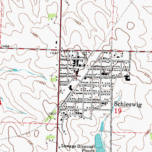 Topographic Map of Schleswig Fire Department, IA