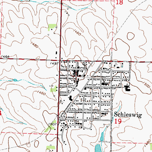 Topographic Map of Schleswig Post Office, IA