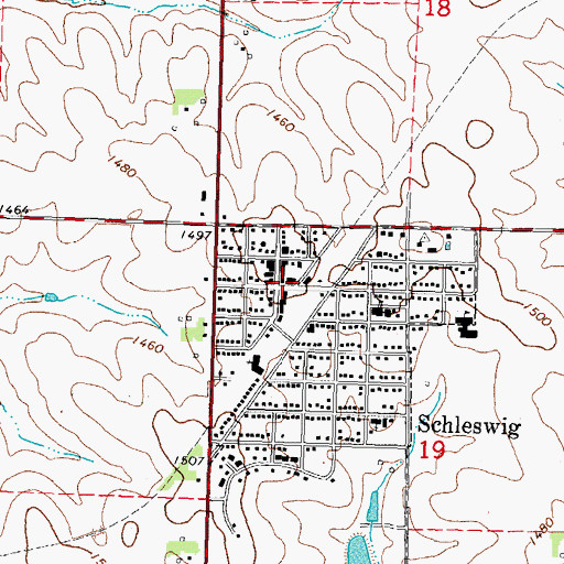 Topographic Map of Schleswig Library, IA