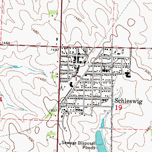 Topographic Map of Schleswig (historical), IA