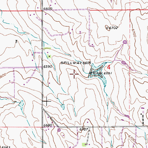 Topographic Map of Kiowa Creek Watershed 3-B-60 Dam, CO