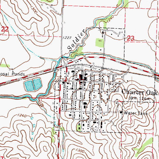 Topographic Map of Charter Oak Post Office, IA