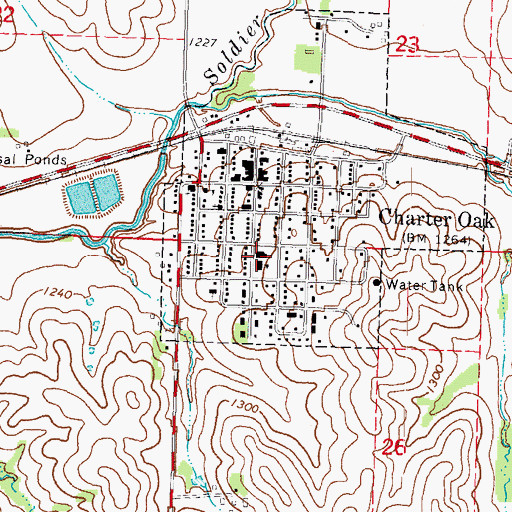 Topographic Map of Charter Oak - Ute High School, IA