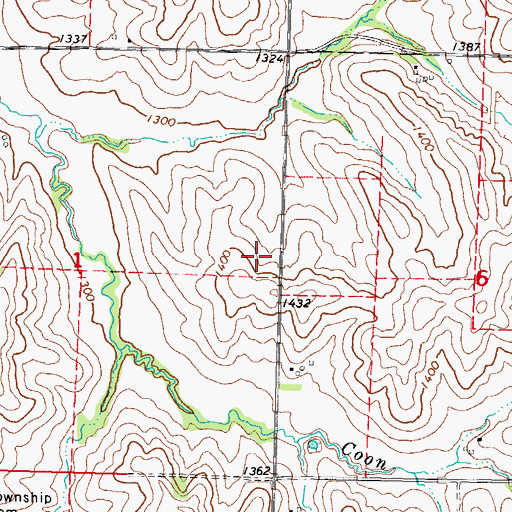 Topographic Map of Coon Grove Post Office (historical), IA