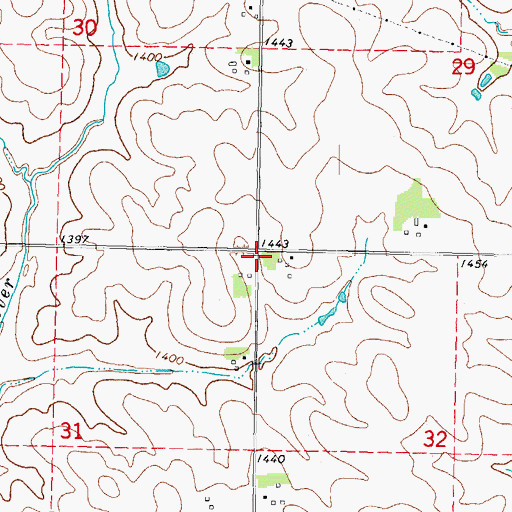 Topographic Map of Morgan Post Office (historical), IA