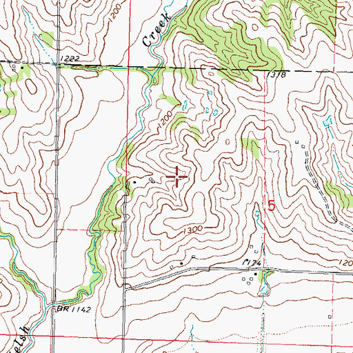 Topographic Map of Paradise Post Office (historical), IA