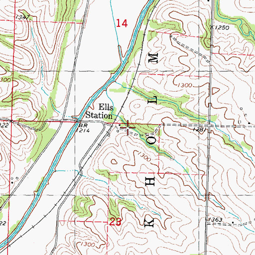 Topographic Map of Ells Post Office (historical), IA