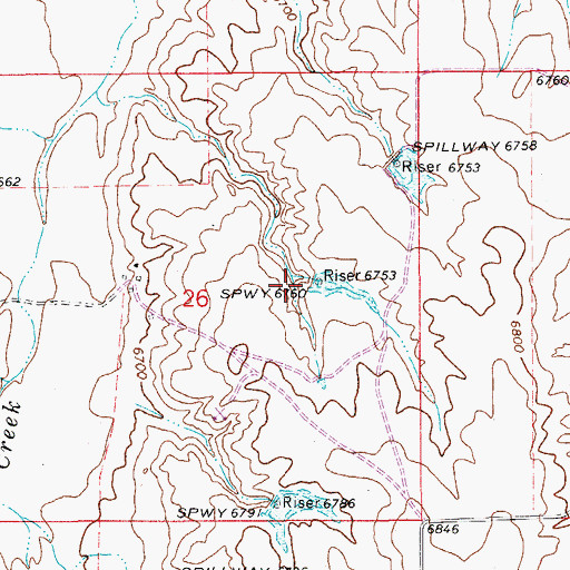Topographic Map of Kiowa Creek Watershed 3-E-10 Dam, CO