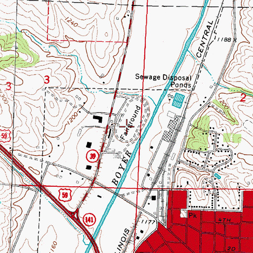 Topographic Map of Crawford County Speedway, IA