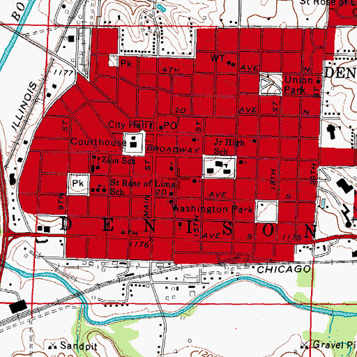 Topographic Map of Norelius Community Library, IA