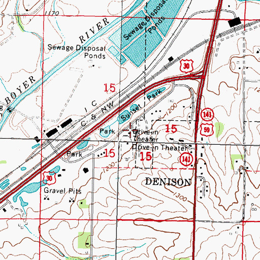 Topographic Map of Sunset Village, IA