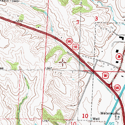 Topographic Map of Crawford County Memorial Hospital, IA