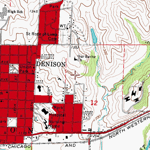 Topographic Map of Reed House, IA