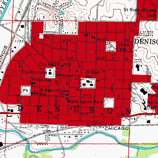 Topographic Map of Broadway Dental Center, IA