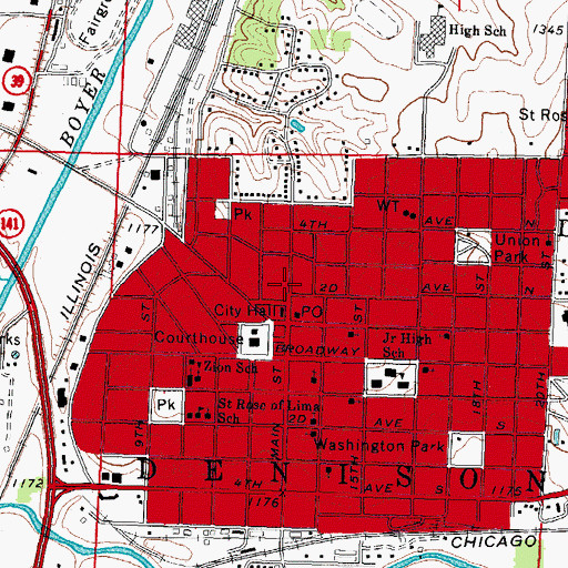 Topographic Map of Denison Primary Care Center, IA