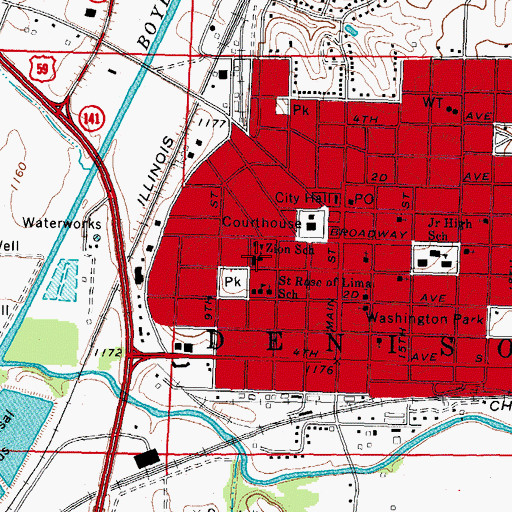 Topographic Map of Zion Lutheran Church, IA