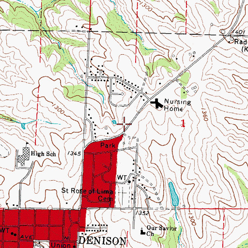 Topographic Map of Denison Wesleyan Church, IA