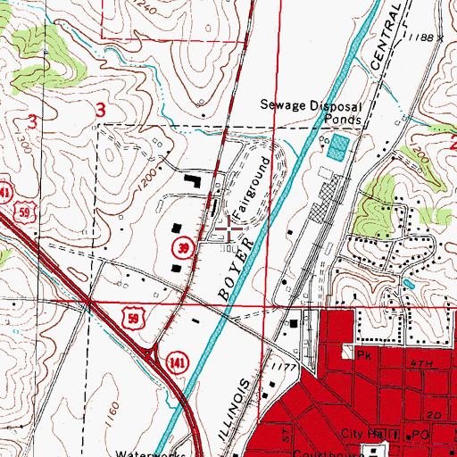 Topographic Map of Crawford County Fairgrounds, IA