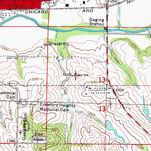 Topographic Map of Denison Country Club, IA