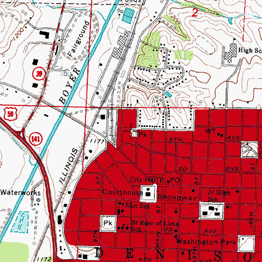 Topographic Map of Doty Park, IA