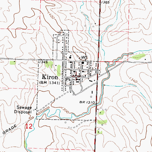 Topographic Map of Kiron Post Office, IA