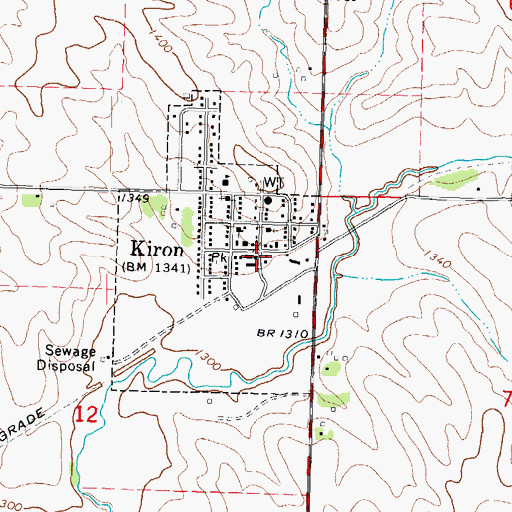 Topographic Map of Kiron (historical), IA