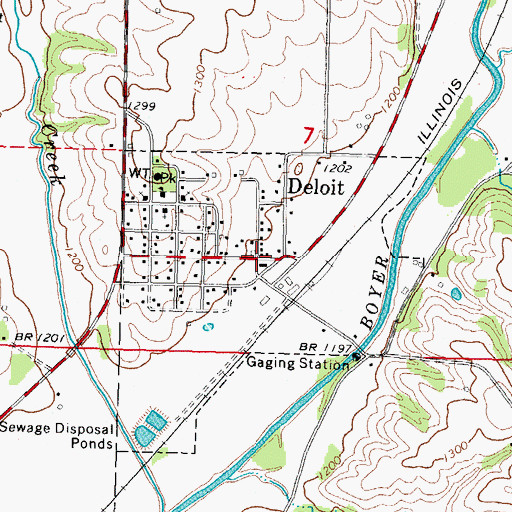 Topographic Map of Deloit Post Office, IA