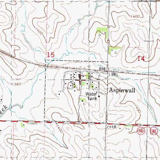Topographic Map of Aspinwall Co-op Company Elevator, IA