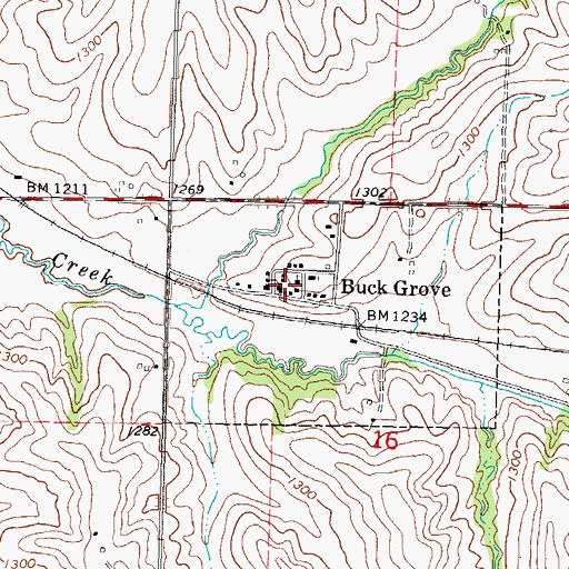 Topographic Map of Buck Grove Post Office (historical), IA