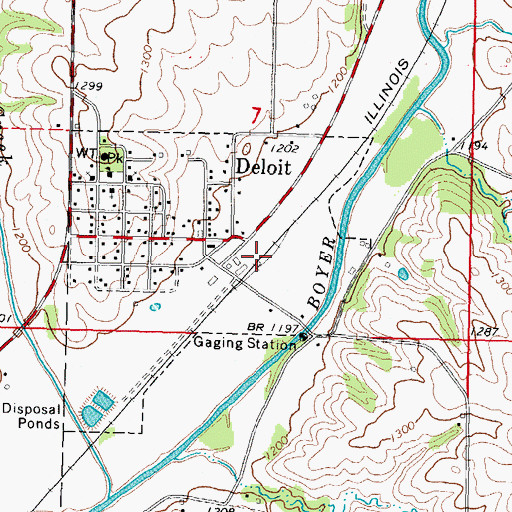 Topographic Map of Deloit, IA