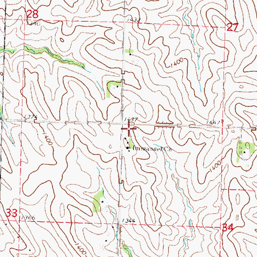 Topographic Map of Immanuel Evangelical Lutheran Church, IA