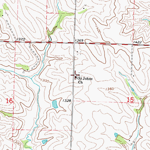 Topographic Map of Saint Johns Lutheran Cemetery, IA