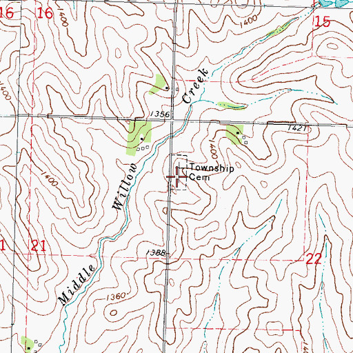 Topographic Map of Willow Township Cemetery, IA