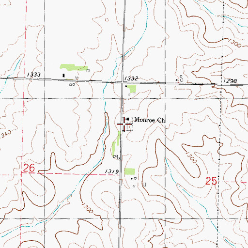 Topographic Map of Monroe Cemetery, IA
