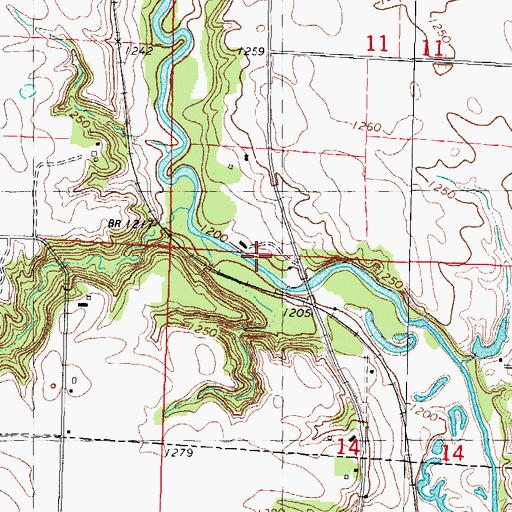 Topographic Map of Lubeck Woods Area, IA