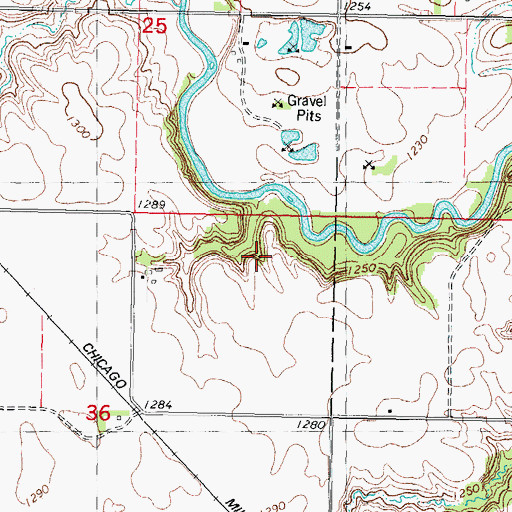 Topographic Map of Whitetail Woods Wildlife Area, IA
